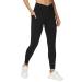 THE GYM PEOPLE Women's V Cross Waist Workout Leggings Tummy Control Running Yoga Pants with Pockets Black Small