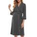 OCCIENTEC Women's Maternity Nursing Robe Maternity Hospital Gown Delivery Nightgowns Breastfeeding Gown Maternity Nightdress Long Nursing Dress L Grey
