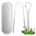 Tongue Scraper Stainless Steel Tongue Cleaner with Metal Storage Case Tongue Cleaner for Fresh Breath and Oral Hygiene 2 Pack