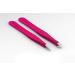 Suvorna 4 Precision Aligned Professional Tweezers Color Sets with Premium Stainless Steel. One Sharp Pointed Pair and One Straight Tip Pair for Precision Eyebrow Shaping. Pink