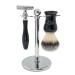 CSB Wet Shaving Kit for Men - 3 in 1 Shaving Set Includes Synthetic Nylon Shaving Brush Double Edge Safety Razor Chrome Shaving Stand Holder with 10 Blades
