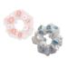 KDDOM 2 PCS Embroidery Tulle Flower Hair Scrunchie  Vintage Hair Loop for Girls and Women(Pink Blue)