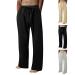 Tdoenbutw Mens Baggy Yoga Pants Pockets, Men's Cotton Linen Drawstring Casual Jogger Yoga Pants Straight-Legs Sweatpants Y3-black X-Large