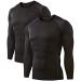 DEVOPS 2 Pack Men's Thermal Long Sleeve Compression Shirts Medium Black / Black