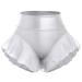 Womens Ruffle Shiny Rave Dance Booty Shorts High Waist Metallic Mini Hot Pants Stage Pole Dance Yoga Bikini Bottoms Large Silver