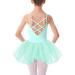 Kidsmian Little Girls Crisscross Back Straps Ballet Leotards Gymnastic Dance Tutu Dress With Organze Skirt 6-7 Years Lake Green-(crisscross)