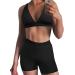 Women's Workout Outfit 2 Pieces High Waist Bodycon Yoga Leggings and Sleeveless Crop Top Gym Clothes Set Tracksuit Small Short Black