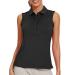 MEETWEE Women's Sleeveless/Short Sleeve Polo Shirts Quick Dry Golf Collared Tee Athletic Tank Tops Sleeveless-black Large