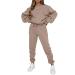 Women's 2 Piece Fleece Sweatsuit Outfits Long Sleeve Crewneck Pullover Sweatshirt Drawstring Jogger Pants Lounge Sets A#khaki Medium
