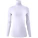 AUHEGN Women's Long Sleeve Lightweight Turtleneck Top Pullover Casual Active Layer Tops Shirts Medium White