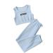 OYOANGLE Girl's 2 Piece Outfits Letter Crop Tank Top and Sweatpants Set Tracksuit 10 Years Blue
