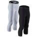 DEVOPS 2 Pack Men's 3/4 Compression Pants Athletic Leggings with Pocket Medium 2# (Basic) - Black / White