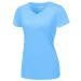 MAGCOMSEN Women's T Shirt Short Sleeve V-Neck UPF 50+ Sun Protection Performance Quick Dry Workout Athletic Shirts Tops Tee Waterfall Blue X-Large