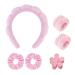 Conjunto de diademas de spa para mujeres clip de garra para el cabello de terciopelo para lavar la cara cuidado de la piel y maquillaje Rosa