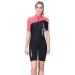 Women 1.5mm Neoprene Shorty Westuit One Piece Swimsuit UV Protection Rash Guard for Diving Swimming Short Sleeve/Red Small