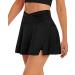 G4Free Womens Tennis Skirts with Shorts Cross Waist Athletic Golf Skorts Pleated Skirts with Pocket Black Small
