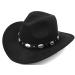 Shapeable Cowboy Hat for Men Women Fedoras Wool Cap Outback Rocky Felt Cowgirl Jazz Hats with Silver Canyon Black Medium