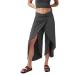 Women's High Waist Yoga Pants Split Open Wide Leg Pants Workout Dance Capri Release Pant with Pocket Dark Gray XX-Large