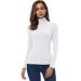 VOBCTY Womens Long Sleeve Turtleneck Lightweight Slim Active Shirts 0-white Small