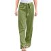 Gufesf Women's Cotton Linen Palazzo Pants Casual Wide Leg Long Trousers with Pockets Beach Pants for Women High Waisted Green Medium