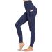 STYLEWORD Womens Yoga Pants with Pockets High Waist Workout Leggings Running Pants Navy-018f-1 Large