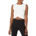 Amazon Essentials Women's Soft Cotton Knot Front Cropped Yoga Tank (Available in Plus Size) (Previously Core 10) Large White