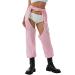 Women Fashion Cargo Pants High Rise Sweatpants Rave Reflective Pants Solid Color Color Block Pink #2 Medium