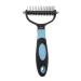 Double Sided Shedding and Dematting Undercoat Rake Comb Brush for Dogs and Cats (Blue/Black)
