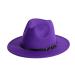 Gossifan Men & Women Belt Buckle Fedora Hat Wide Brim Floppy Panama Hat Medium Black Belt-purple