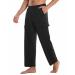 Runhit Men's Cargo Sweatpants Cotton Yoga Pants Open Bottom Athletic Lounge Casual Pants with Pockets Black X-Large