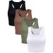 Boao 4 Pieces Basic Crop Tank Tops Sleeveless Racerback Crop Sport Top for Women Black, White, Army Green, Coffee Medium