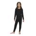 Thermal Underwear for Girls (Thermal Long Johns) Sleeve Shirt & Pants Set, Base Layer w/Leggings Bottoms Ski/Extreme Cold Black Small
