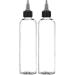 BRIGHTFROM Twist Top (Black) Applicator Bottles, 8 OZ Crystal Clear, Squeeze Empty Plastic Bottles, BPA-Free, PET, Refillable, Open/Close Nozzle - Multi Purpose (Pack of 2)