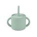 Silicone Baby Cup - 6OZ Transition Sippy Cups with Straw & Removable Lid - Green