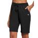 BALEAF Women's Bermuda Shorts Long Cotton Casual Summer Knee Length Pull On Lounge Walking Exercise Shorts with Pockets X-Large Soft Knee Length-black