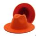 REVKI Wide Brim Fedora Hats for Women Dress Hats for Men Two Tone Panama Hat with Belt Buckle Light Orange