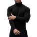 KINGBEGA Mens Turtleneck Sweaters Slim Fit Basic Knitted Thermal Casual Long Sleeve Pullover Sweatshirt Black Small