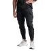 ZACAGO Men's Lightweight Cargo High Rib Jogger Slim Fit Workout Pants with Zip Pockets Large Black
