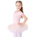 Bezioner Girls Cotton Ballet Dance Dress Cute Tutu Skirted Leotard Short Sleeve Pink 6-7 Years