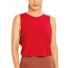 CRZ YOGA Pima Cotton Cropped Tank Tops for Women - Sleeveless Sports Shirts Athletic Yoga Running Gym Workout Crop Tops Medium Deep Armhole-festival Red