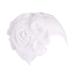 Qhome Women King Size Flower Stretchy Beanie Turban Bonnet Chemo Cap for Cancer Patients Ladies Bandanas African Head Wrap White