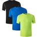 Sportides 3 Packs Boy's Short Sleeve Dry Fit Sport Tee Shirts T-Shirts Tshirt Tops Golf Tennis Bowling Running LBS701_Pack 14 Lbs709_packe: Black + Blue + Greenyellow