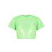 Hansber Kids Girls Boys Dance Crop Top Short Sleeve Shiny Performance T-Shirts Dancewear Costume Green 6-7