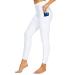Kcutteyg Yoga Pants for Women with Pockets High Waisted Leggings Workout Sports Running Athletic Pants Medium Full Length White