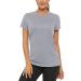 TACVASEN Women's Short Sleeve Shirts Summer Sun Protection UPF 50+ Quick Dry Outdoor Yoga Running Gym Workout Solid Tops Light Grey Medium