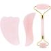 PUTOVA Stay Healthy Massage Roller Massage Stick Massage Tool Jade Roller - Natural Quartz Jade Roller + Scratching Board Set 3 Pieces