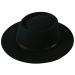 Lanzom Women Vintage Wide Brim Warm Wool Fedora Hat Belt Panama Hat Felt Jazz Hat Black Medium