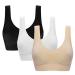 Vermilion Bird Women's 3 Pack Seamless Comfortable Sports Bra with Removable Pads X-Large Black &White &Nude