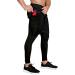 OEBLD Compression Pants Men 2 in 1 Running Pants Workout Pants for Men Gym Tights with Towel Loop Large Black