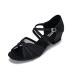 CLEECLI Low Heel Ballroom Dance Shoes Women Latin Salsa Practice Dancing Shoes 1.5 Inch Heel ZB14 7.5 Black